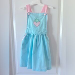 NWOT Stitchy Fish strawberry apron style blue jumper appliqué dress w/pockets 4T